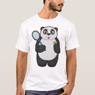 Camiseta Panda como jogador Tênis com raquete Tênis