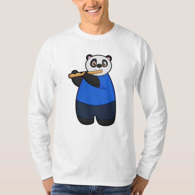 Camiseta Panda como Músico com Flute (Frente)