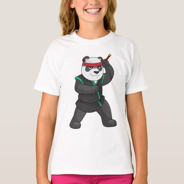 Camiseta Panda como Ninja em Figurino (Frente)
