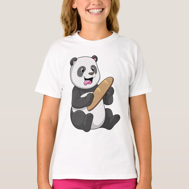 Camiseta Panda como padeiro com pão (Frente)