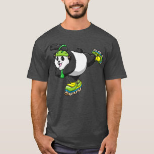 Camiseta Panda como patinador em linha com patins em linha 