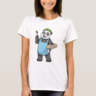 Camiseta Panda como Pincel com Pincel e Cor