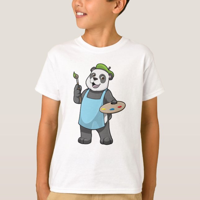 Camiseta Panda como Pincel com Pincel e Cor (Frente)