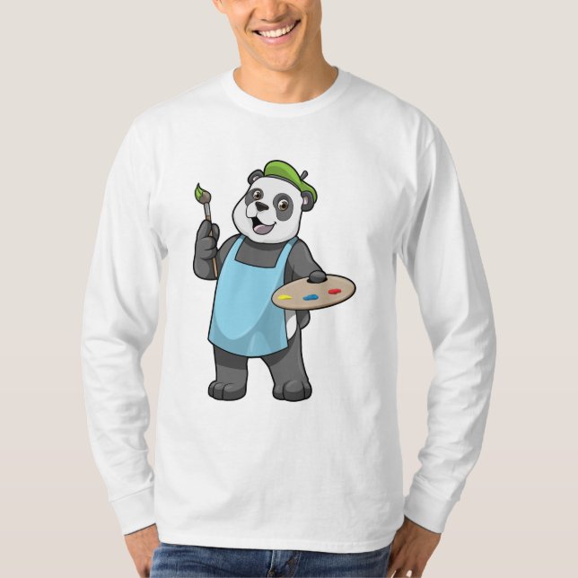 Camiseta Panda como Pincel com Pincel e Cor (Frente)