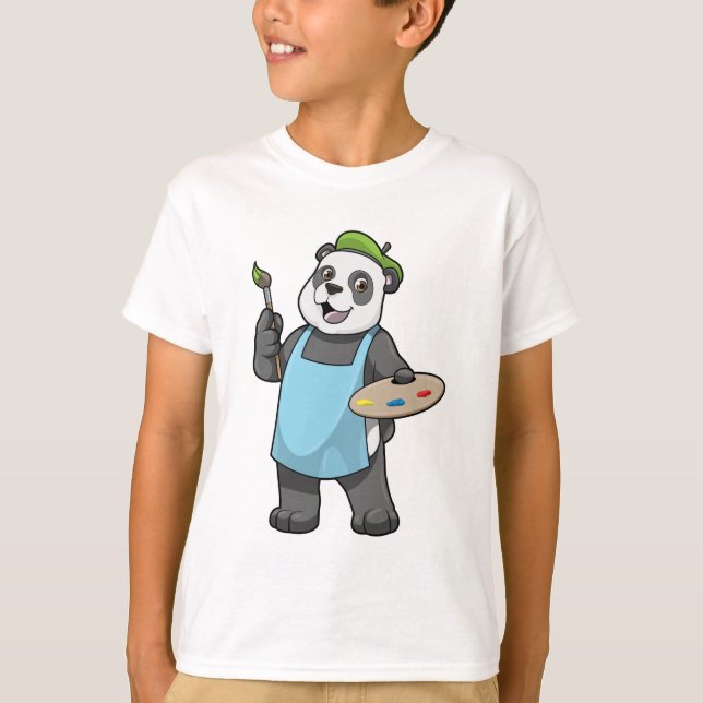Camiseta Panda como Pincel com Pincel e Cor (Frente)