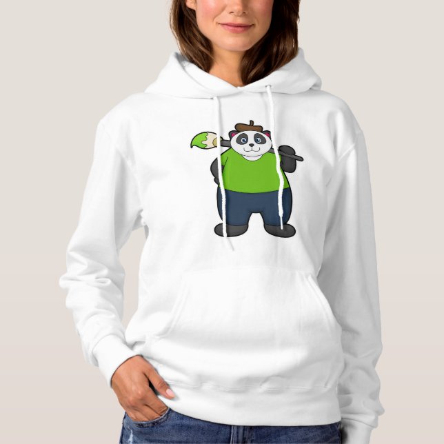 Camiseta Panda como Pintor com Pincel (Frente)