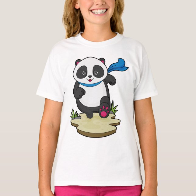 Camiseta Panda como Runner com Scarf (Frente)