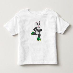 Camiseta Panda como skater em linha com skates Roller