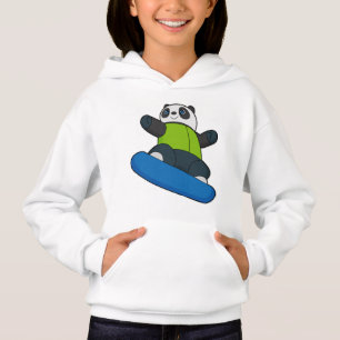 Camiseta Panda como Snowboarder com Snowboard