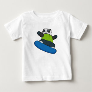 Camiseta Panda como Snowboarder com Snowboard