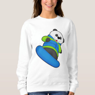 Camiseta Panda como Snowboarder com Snowboard