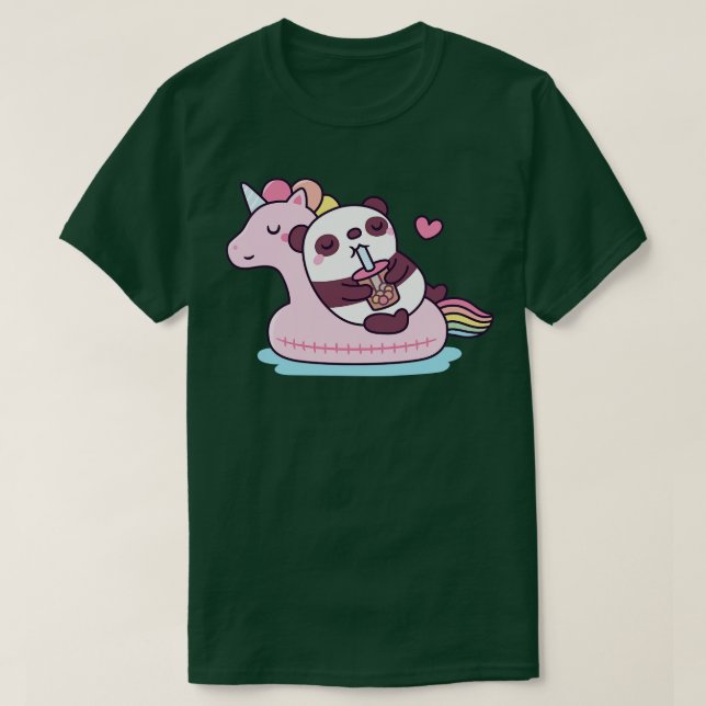 Camiseta Panda cômoda na Piscina do Unicórnio (Frente do Design)