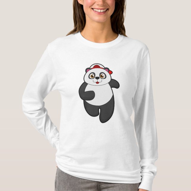 Camiseta Panda Correndo com Boné (Frente)