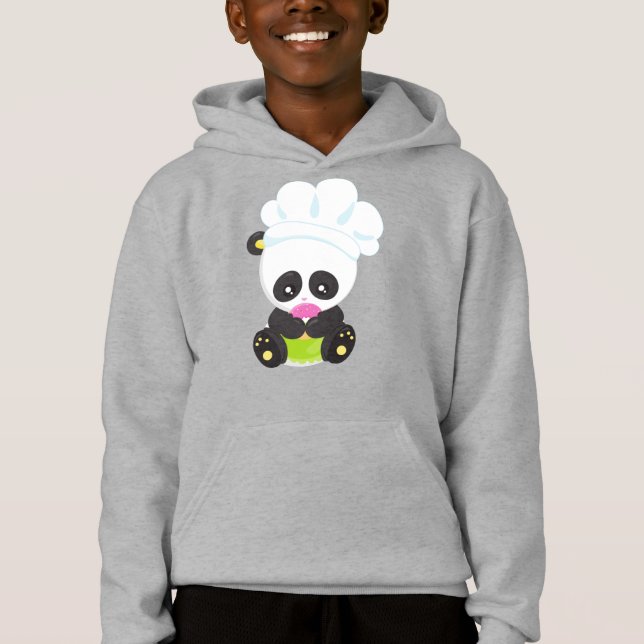 Camiseta Panda cozinhar, Panda Bajuladora, Panda com Rosqui (Frente)