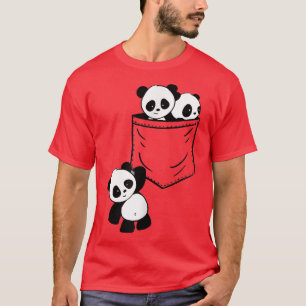 Camiseta Panda Cub Baby Dentro Pocket Pocket Manchado Amigo