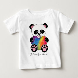 Camiseta Panda Cuta De Aquarela Com Coração Arco-Íris