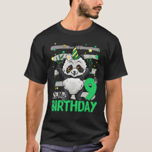 Camiseta Panda de 9 Anos Aniversário de 9 anos Menina Menin