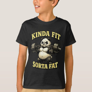 Camiseta Panda de Academia Engraçado_ Meio em Forma Meio Go