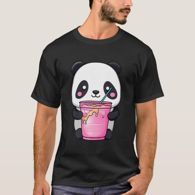 Camiseta Panda de Chá de Bolhas Kawaii Japonês (Frente)