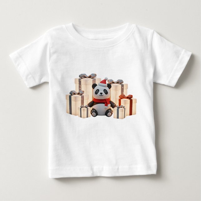Camiseta Panda de Claymation de Feriado com Chapéu de Papai (Frente)