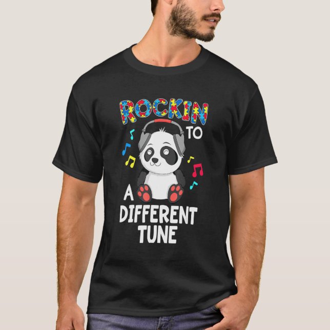 Camiseta Panda de conscientização sobre autismo tocando uma (Frente)