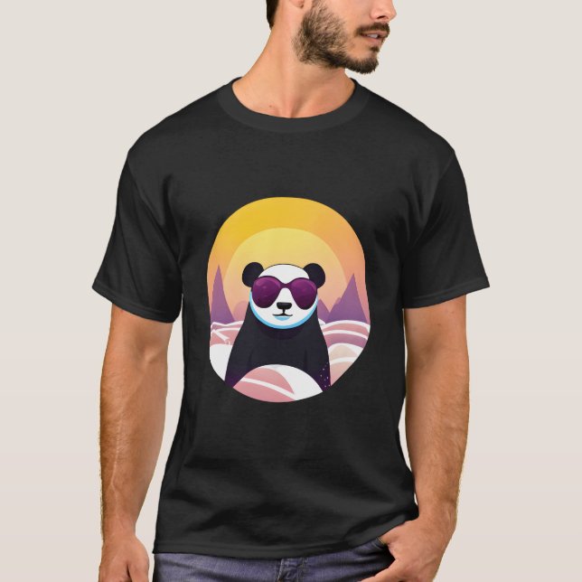 Camiseta Panda de Férias Usando Óculos de Sol (Frente)