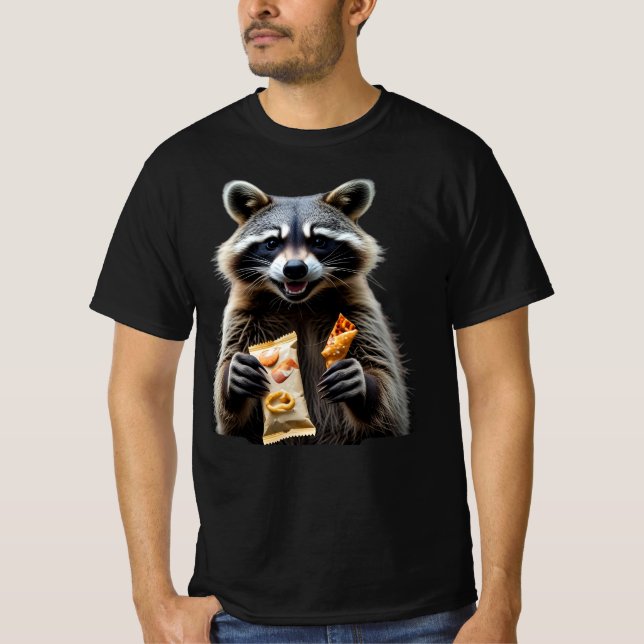 Camiseta Panda de Lixo: Gráfico Engraçado Raccoon (Frente)