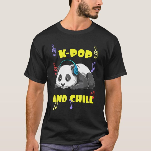 Camiseta Panda de Música K-Pop Fofa (Frente)