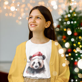 Camiseta Panda de Natal, personalizável