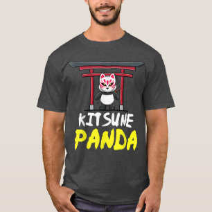 Camiseta Panda de Otaku Vestindo uma máscara de Kitsune tra