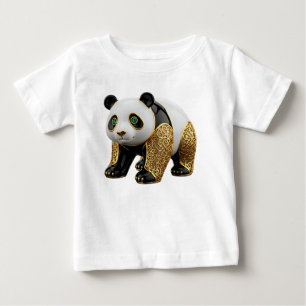 Camiseta Panda de Porcelana de Luxo com Filigrana Dourada