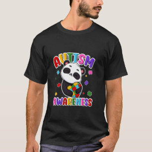 Camiseta Panda de Puzzle Colorido Apoio à Conscientização d