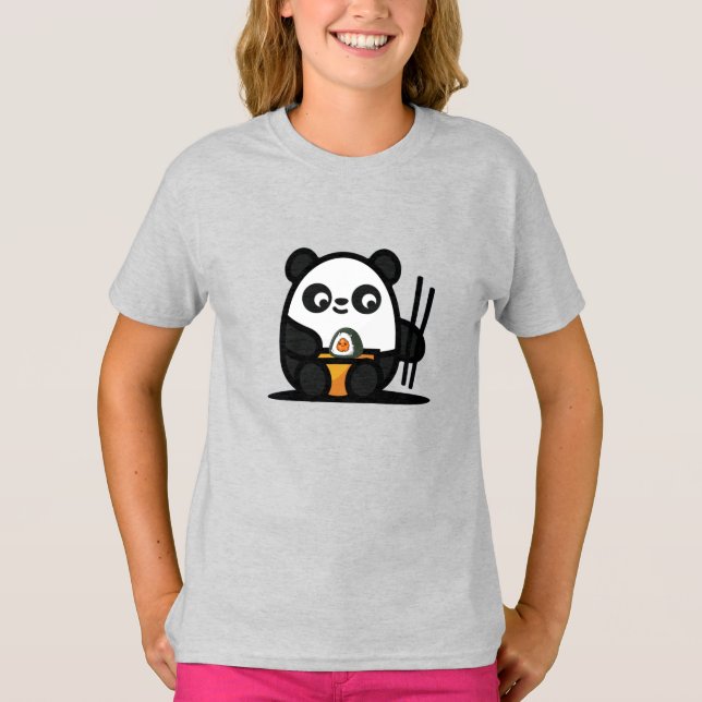 Camiseta Panda de Sushi Fofo Kawaii (Frente)