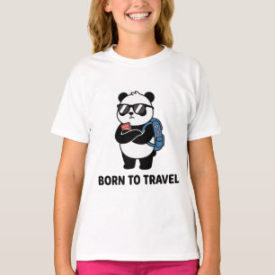 Camiseta Panda de Viagem Fofo – Nascido para Viajar