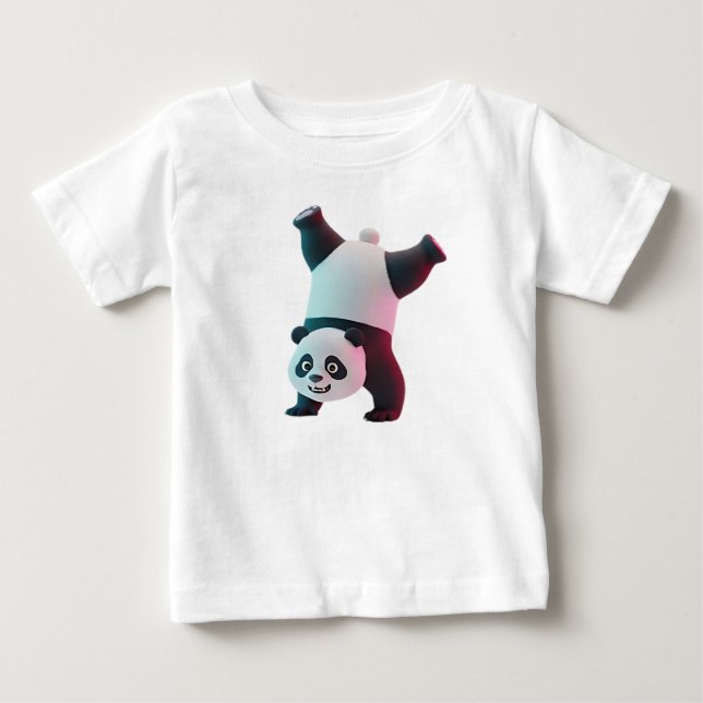 Camiseta Panda Desajeitado Faz Parafuso no Ar em 3D (Frente)