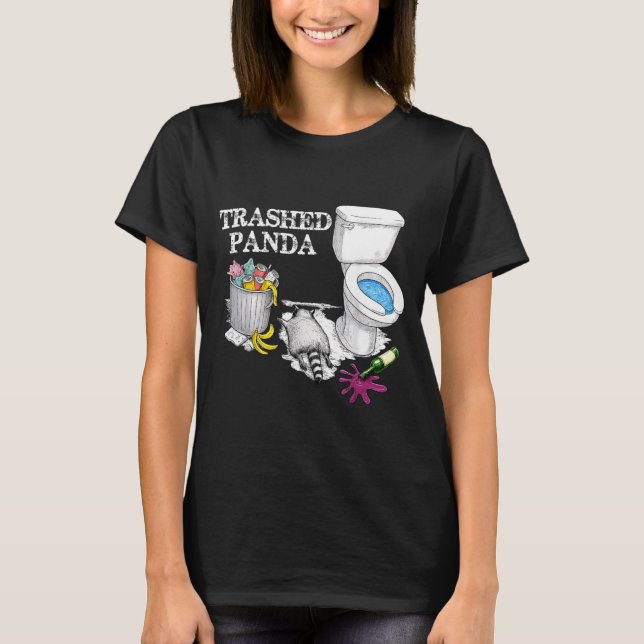 Camiseta Panda Destruído Racoon Bêbado Animal de Festa Meme (Frente)