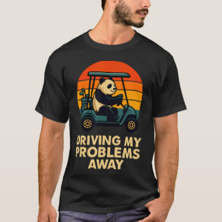 Camiseta Panda Divertido de Golfe Dirigindo Meus Problemas