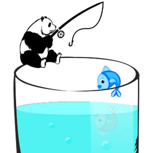 Camiseta Panda Divertido Pescando Num Copo De Água