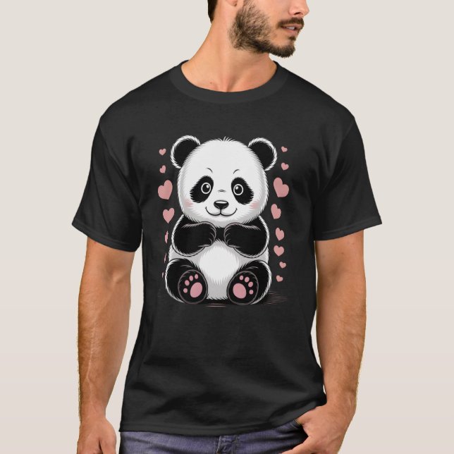 Camiseta Panda Doce com Ursinho Kawaii Estilo Amor (Frente)