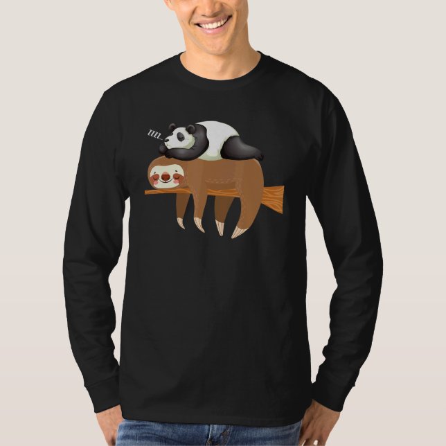 Camiseta panda dormindo na preguiça-design (Frente)