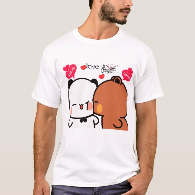 Camiseta Panda E Brownie - Casal BuBu Du De Amor Verdadeiro (Frente)