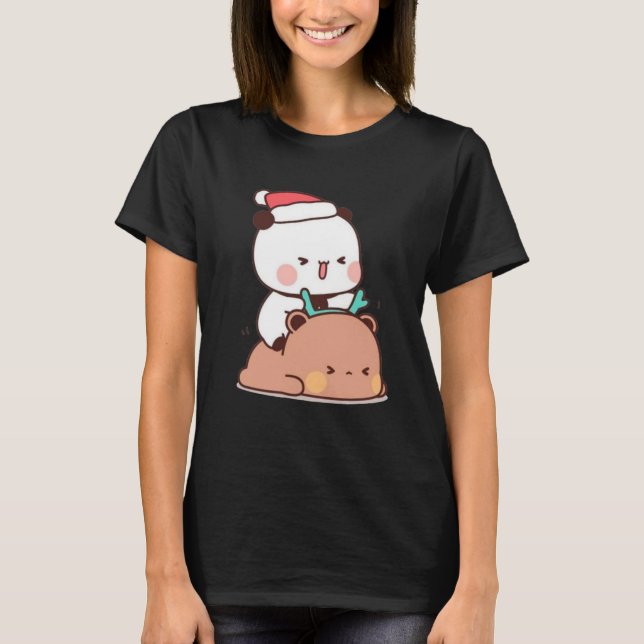 Camiseta Panda E Casal Do Urso Brownie, Feliz Natal (Frente)