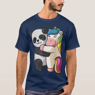 Camiseta Panda e Unicórn Cute Animal Lover Hugging Women