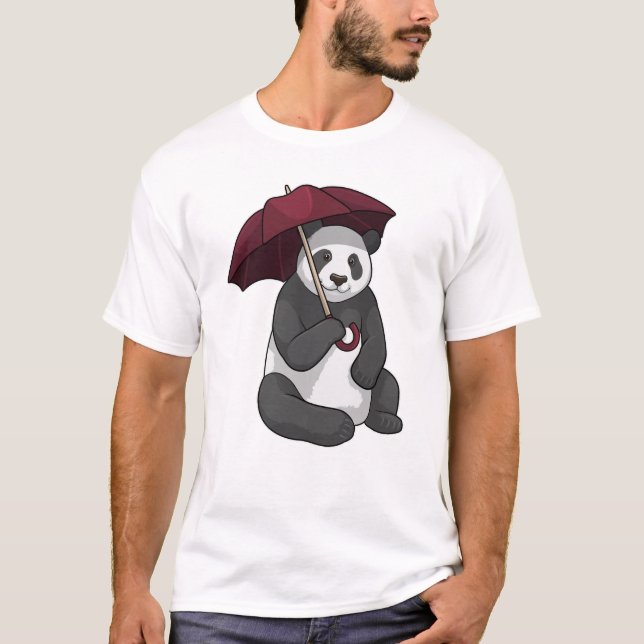 Camiseta Panda em Chuva com Guarda-chuvas (Frente)