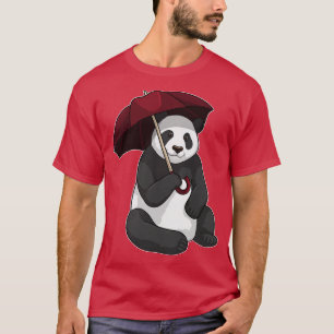 Camiseta Panda em Chuva com Guarda-chuvas