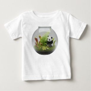 Camiseta Panda em Miniatura em Terrário de Plantas Exóticas