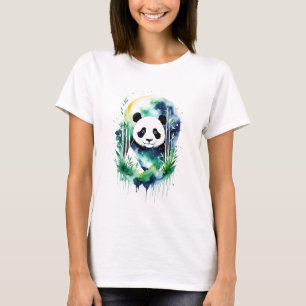 Camiseta Panda em uma gruta de bambu cósmica