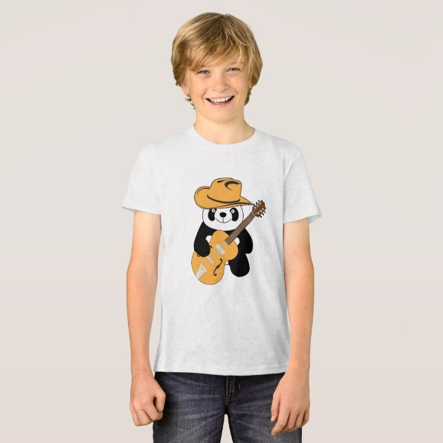 Camiseta Panda engraçada com guitarra (Frente Completa)