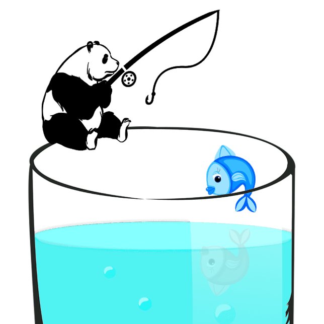 Camiseta Panda Engraçado Pescando Num Copo De Água (Criador carregado)