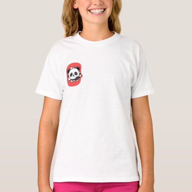 Camiseta Panda Explodindo Através de Crianças Vermelhas (Frente)